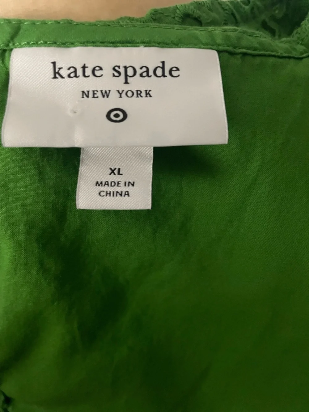 Kate Spade Green Eyelet Broderie Top Sleeveless Sz XL Textured Chic Summer
